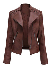 Autumn Winter Pu Faux Leather Jackets Women Long Sleeve Zipper Slim Motor Biker Leather Coat Female Outwear Tops